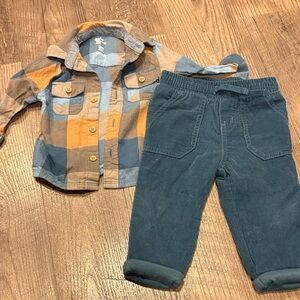 Carter's Blue and Orange Plaid Set